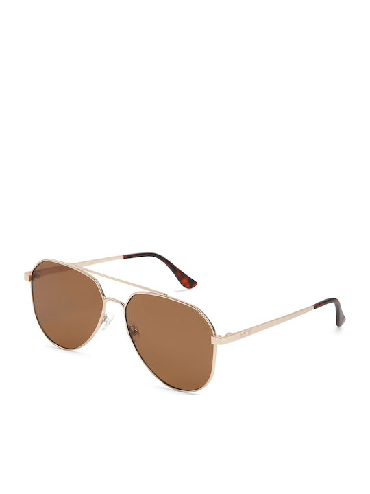 Kenneth Cole Unisex Sunglasses with Gold Metal Frame and Brown Lens