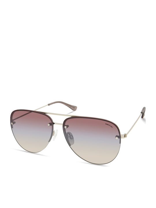 Kenneth Cole Unisex Γυαλιά Ηλίου με Χρυσό Μεταλλικό Σκελετό και Πολύχρωμο Ντεγκραντέ Φακό