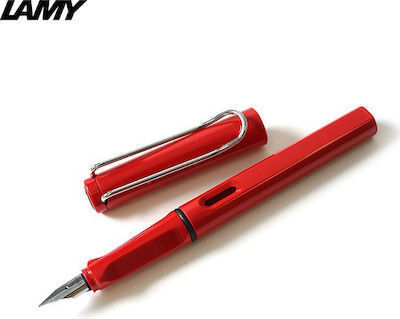 Lamy Safari 016 Füllfederhalter Fein Rote aus Kunststoff mit Blauer Tintenfarbe