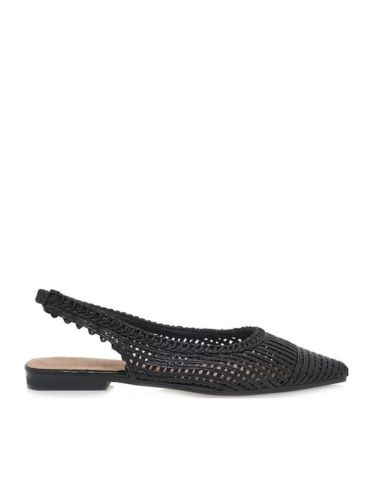 Synthetic Leather Black Low Heels with Strap
