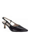 Leder Pumps mit Riemchen Schwarz