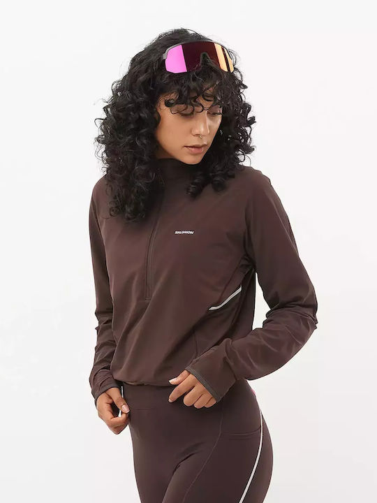 Women's Running Crop Lifestyle Jacket Waterproof for Winter Dark Brown
