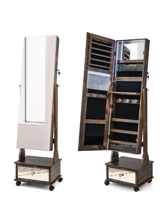 Costway Boden- oder Standspiegel mit Braune Hol...