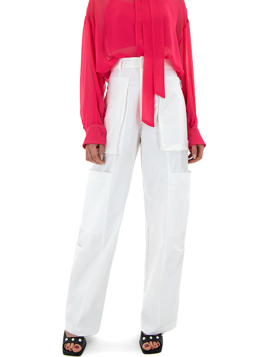 Zoya Damen Hoch tailliert Stoff Cargo Hose Straight Ecru Zoya Damen Hoch tailliert Stoff Cargo Hose Straight Ecru