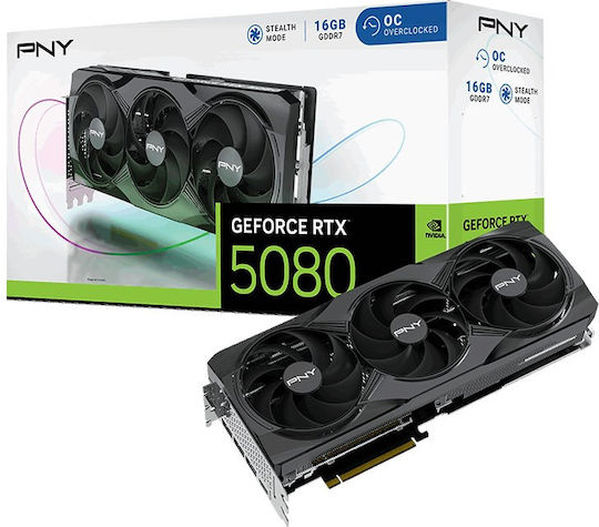 PNY GeForce RTX 5080 16GB GDDR7 Overclocked Triple Fan Κάρτα Γραφικών