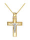 Papoulidis Jewellery Men's Gold Cross 14K Double Sided with the Crucified