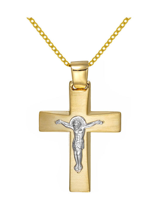 Papoulidis Jewellery Aur Cruci 14K Față și Spate Papoulidis Jewellery Aur Cruci 14K Față și Spate