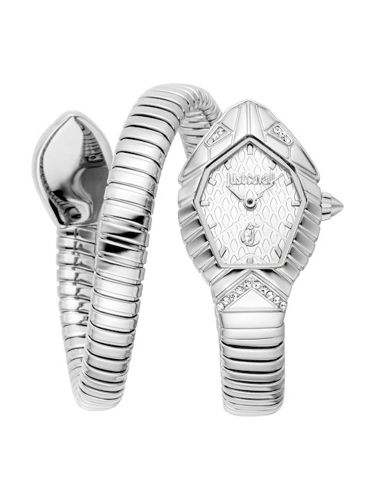 Just Cavalli Signature Snake Damen Uhr mit Silber Metallarmband