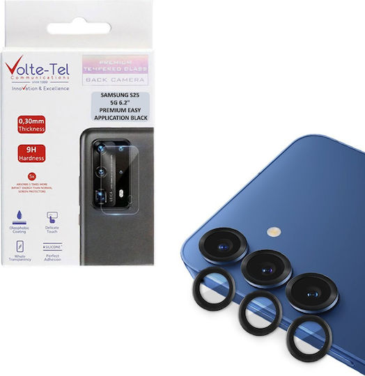 Volte-Tel Premium Easy Application Προστασία Κάμερας Tempered Glass Μαύρο για το Samsung S25 5G