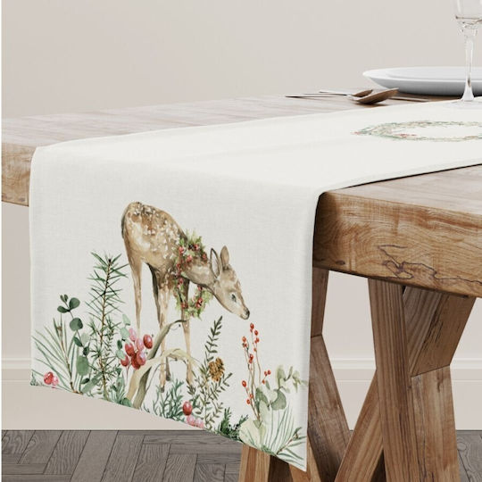 Cotton Club Weihnachtlich Tischtuch Stoff Beige L150xB40cm.