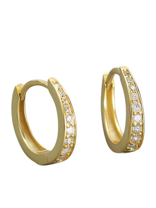 Charmy Earrings Hoops made of Silver Gold Plated with Stones