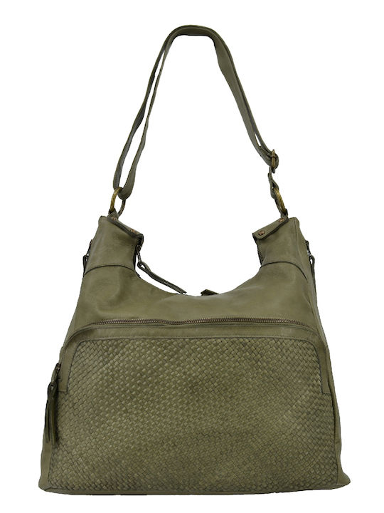 Leather Women's Bag Shoulder Khaki
