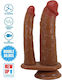 Pretty Love Hubbert Double Ended Vibrating Realistic Dildo Suction Cup Base 7 Vibration Modes 20-19cm Flesh
