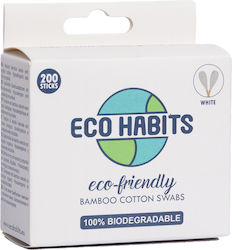 Eco Habits Βαμβακερές Μπατονέτες Μπαμπού Συσκευασία 200 Τμχ Λευκες