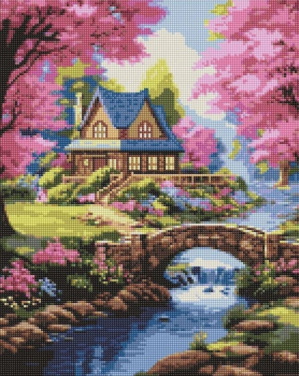 Диамантена мозайка Къща в цветя 40x50см
