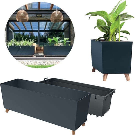 Prosperplast Case Саксия Пластмаса Сив Със стойка 77x23.5x30εκ.