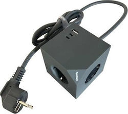 Microconnect PowerCube 3 Гнезда с Кабел 1.5м Сив