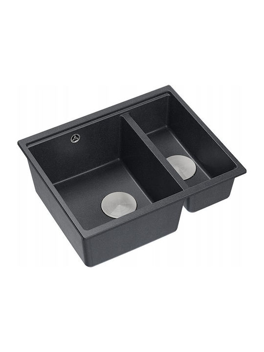 GraniteQ Ένθετος Νεροχύτης Inox Μ56xΠ46cm Μαύρος