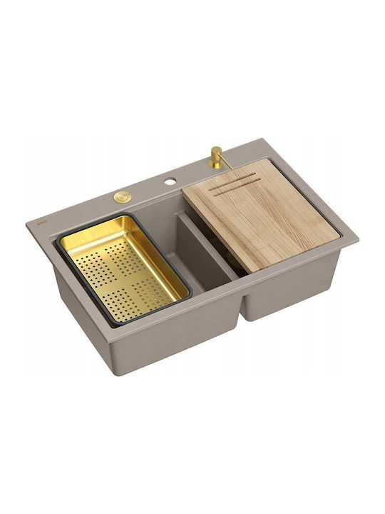 GraniteQ Drop-In Sink Synthetic Granite W76xD50...