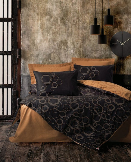 Cotton Box Bettbezug-Set Baumwolle Doppelbett mit 2 Kissenbezügen & 1 Bettlaken 200x220 Copper