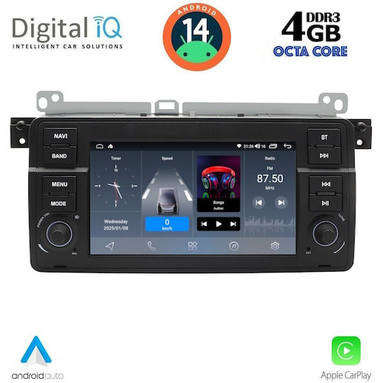 Digital IQ Auto-Audiosystem für BMW E46 1998-2005 (Bluetooth/USB/AUX/WiFi/GPS/Apple-Carplay/Android-Auto) mit Touchscreen 7"
