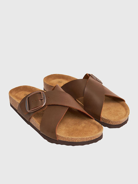 Funky Buddha Leather Women's Flat Sandals in Br...