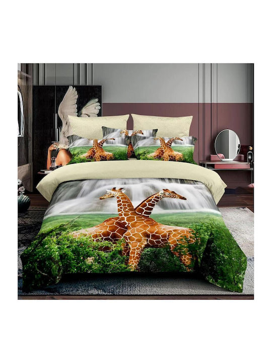 Pucioasa Set Husă de Pilotă Flanel Single cu Față de Pernă & 1 Cearsaf 150x220 Multicolor