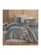 First Choice Set Huse Pentru Pilote 100% Bumbac Dublu Cu 4 Fețe De Pernă & 1 Cearceaf 200x220cm Gri