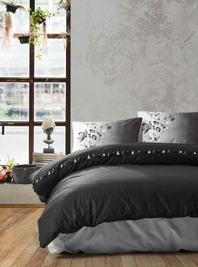 Cotton Box Комплект Плик за Завивка Памучен Единичен с Калъфка & 1 Чаршаф 160x220 Черно