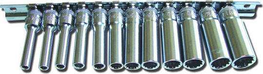 Honiton Καρυδάκια Εξάγωνα με Καρέ Υποδοχής 3/8" Σετ 17τμχ