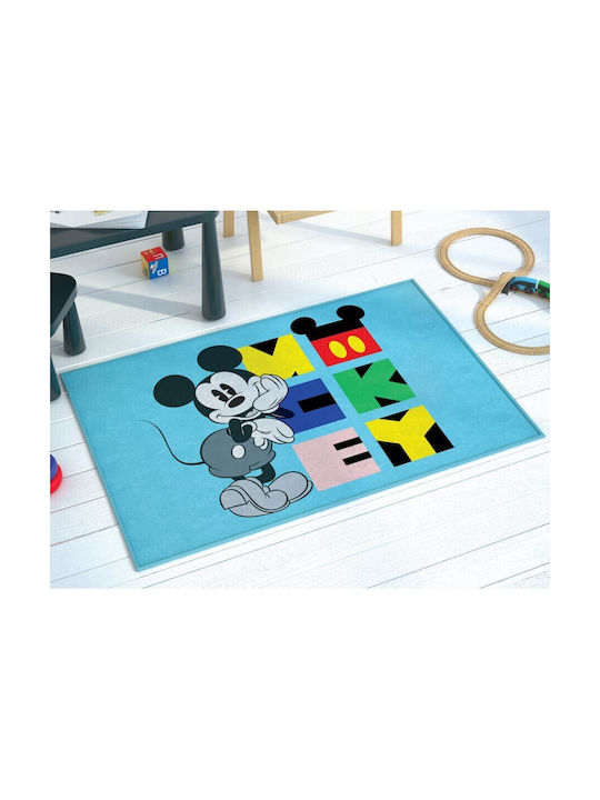 Disney Mickey Mouse Παιδικό Χαλί Mickey Μπλε 80x120cm