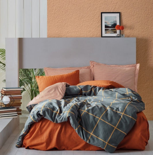 Cotton Box Set Husă de Pilotă Bumbac Dublă cu 2 Fețe de Pernă & 1 Cearsaf 200x220 Cinnamon