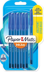 Papermate Paper Mate Στυλό Διαρκείας Inkjoy 100 Καπάκι 8τμχ M Μπλε