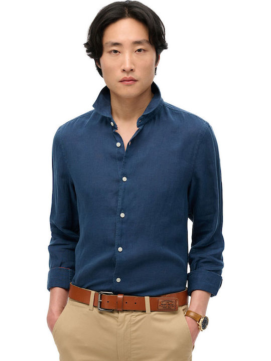 Superdry D2 Stud Vacation Leinen Hemd Blue