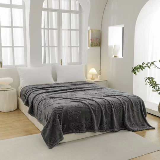Pucioasa Fleece Decke Doppel 200x230cm Dunkelgrau