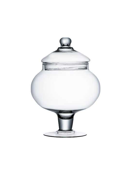 Glass Sweet Jar with Lid and Foot Transparent 19x19x25cm