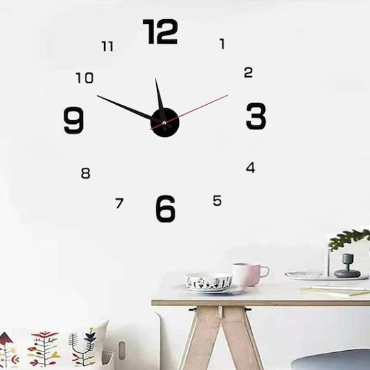 3D Wanduhr Aufkleber Schwarz 10x7cm