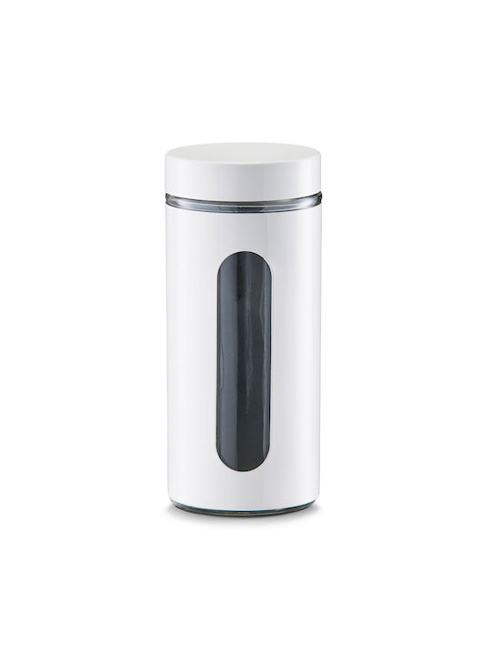 Zeller Vase General Use with Lid Metallic White 1200ml