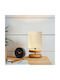 Pakketo CLARION Wood Table Lamp for Socket E14 with Beige Shade and Base