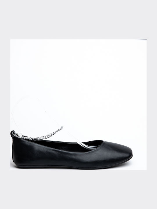 Miss Belgini Leather Ballerinas Black
