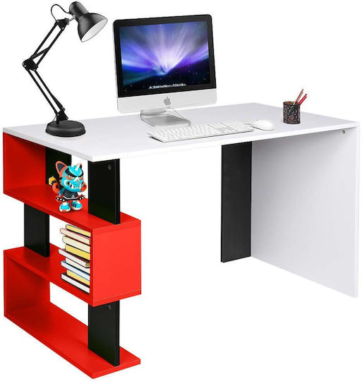 Desk with Bookcase 120x60x75cm Red