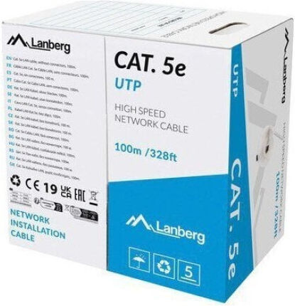 Lanberg U/UTP Cat.5e (Gigabit) Cablu De Rețea Ethernet 100m Gri