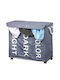 Bakaji Collapsible Fabric Laundry Basket with Cap 65x35x57cm Grey
