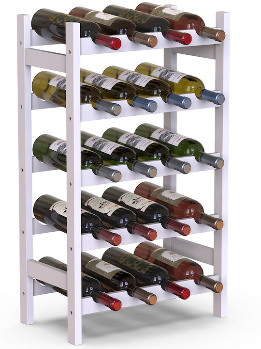 Bakaji Free Standing Wooden Wine Cabinet for 20 Bottles White 43.5x24.5x73cm