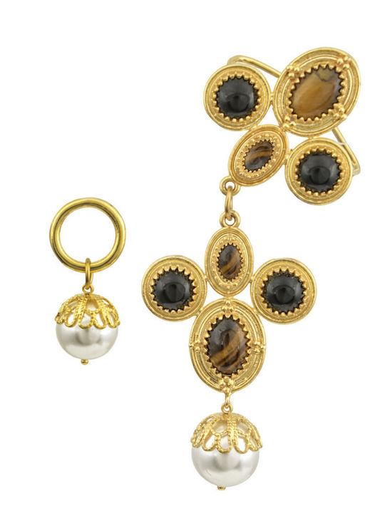 Desperate Design Single Earring Set Earrings made of Silver with Stones & Pearls