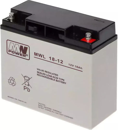 MW Power Μπαταρία UPS με Χωρητικότητα 18Ah και Τάση 12V 12V/18AH-MWL 1τμχ
