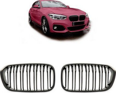 Σπορ Γρίλια Mtuning Διπλά Πτερύγια Matt Black Bmw 1 F20 F21 Facelift 2015-2019