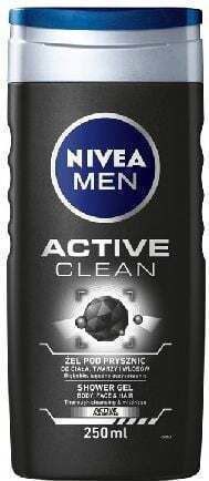 Nivea Active Clean Душ Гел за Мъже с Въглен и Аромат Пудра 250ml