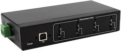 Exsys Exsys Ex-11214hmvs 4-θυρών Μεταλλικός Διανομέας Usb 2.0 Τροφοδοτικό 5v/2a Genesys Chipset