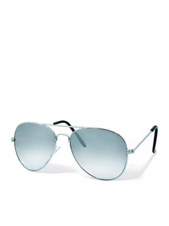 Optosquad Unisex Sunglasses with Silver Metal Frame and Blue Gradient Mirror Lens G3026M2